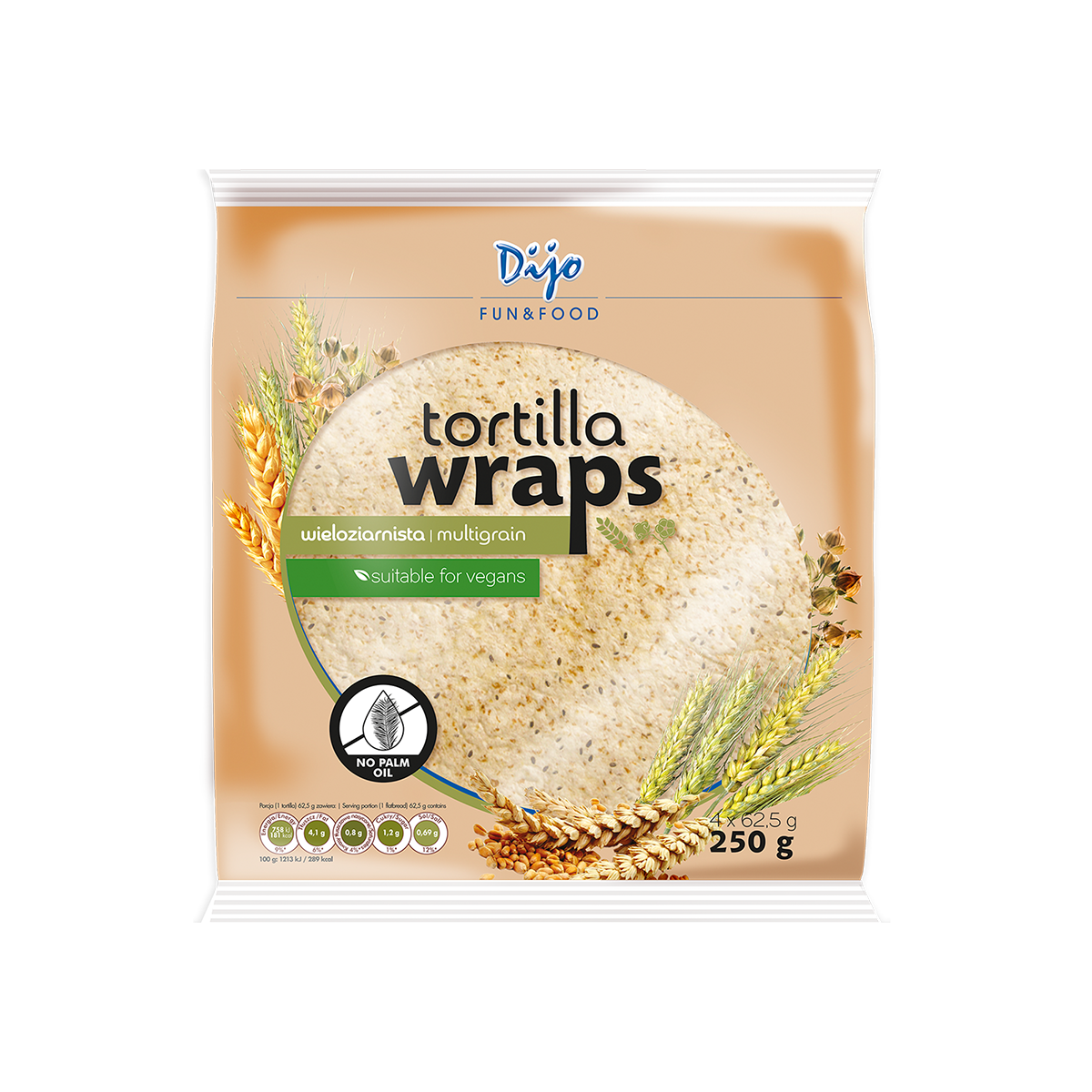 Tortilla Multigrain Wellnes 25cm 28/250gr