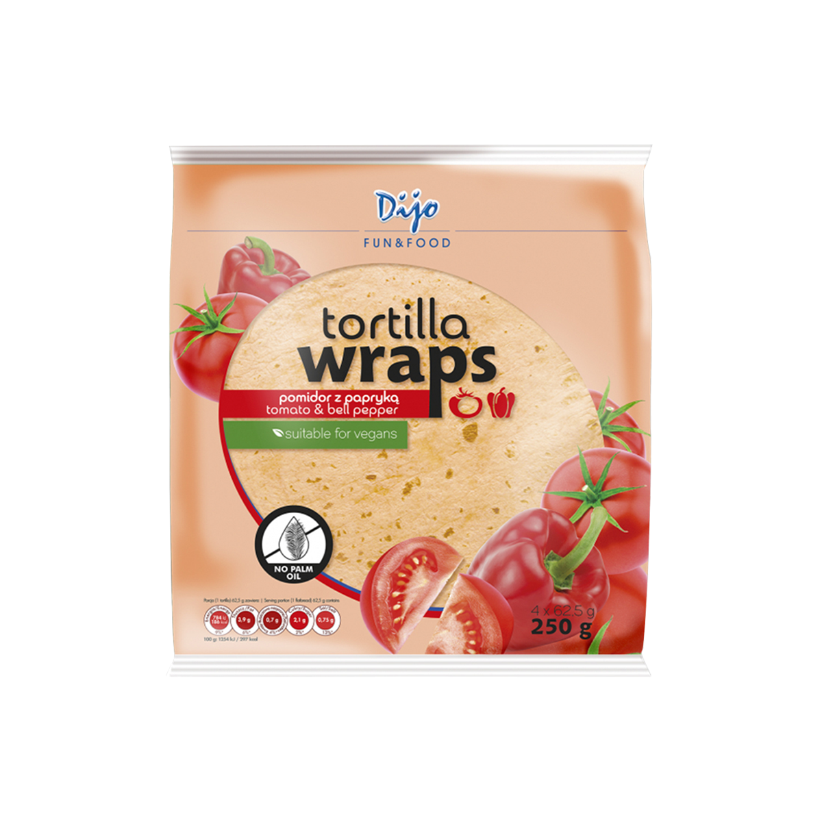 Tortilla Tomato & Bell Pepper 25cm 28/250gr